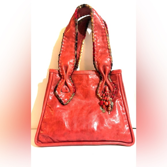 Poupa litza. Red Leather Women's Bag - Picture 1 of 7